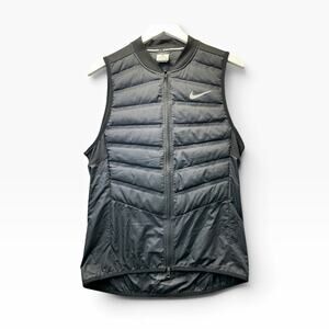 Nike Men's Size S Gray Quilted Full-Zip Puffer Vest Stand-Up Collar